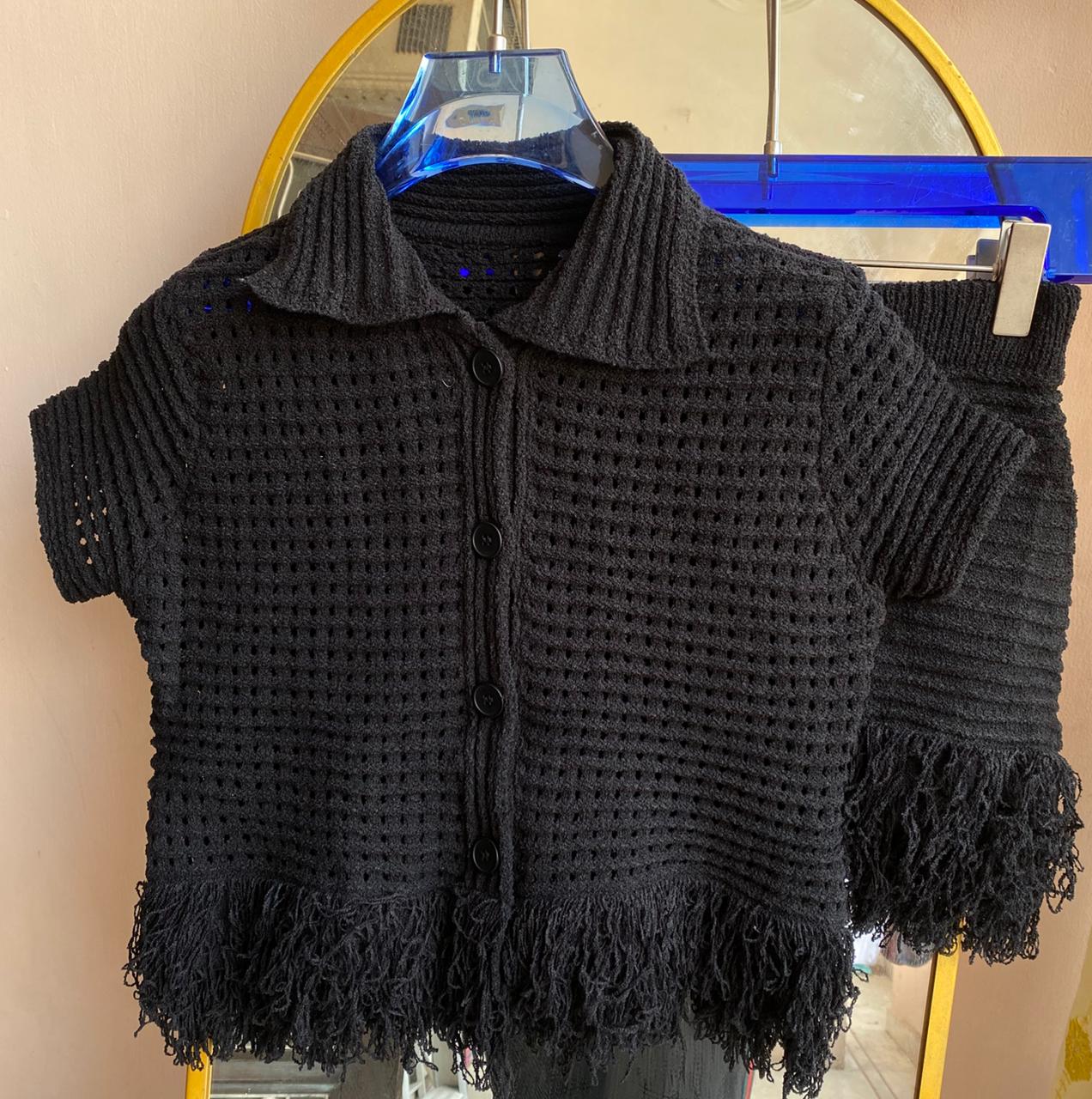 Luxe Fringes Skirt And Shirt Set FT306
