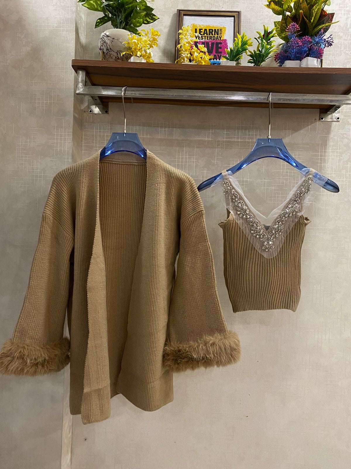 Tiara Embroidered Woolen Top Sur Sleeves Shrug FT480