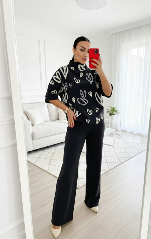 Beautiful Heart Design Woolen Co-Ord Set FT401