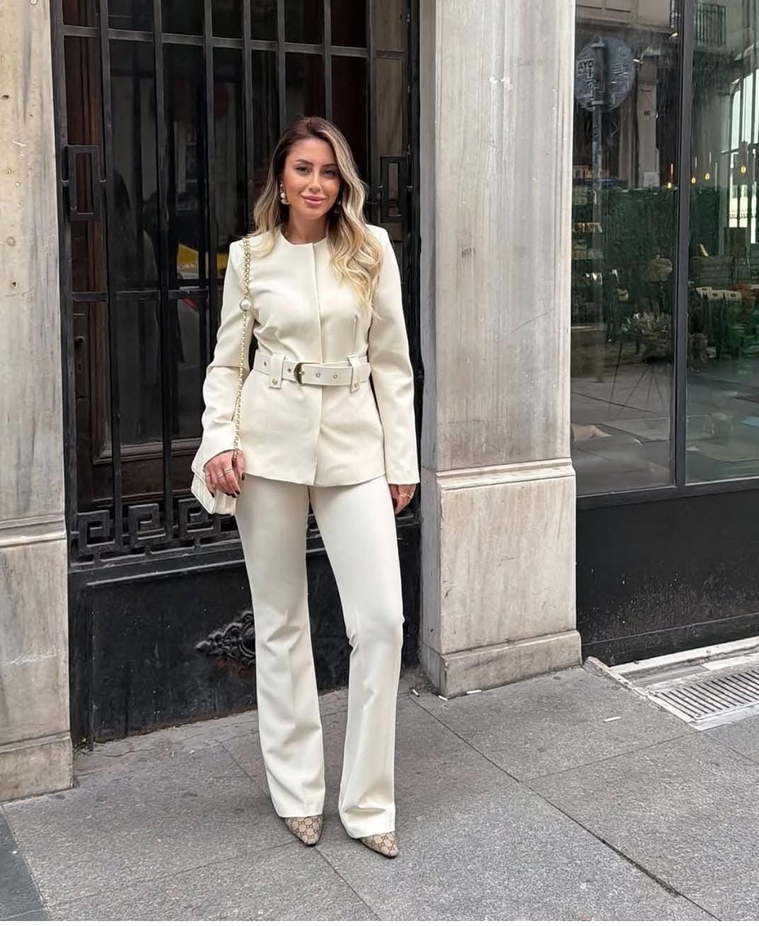 Formal Belted Blazer Set FT392