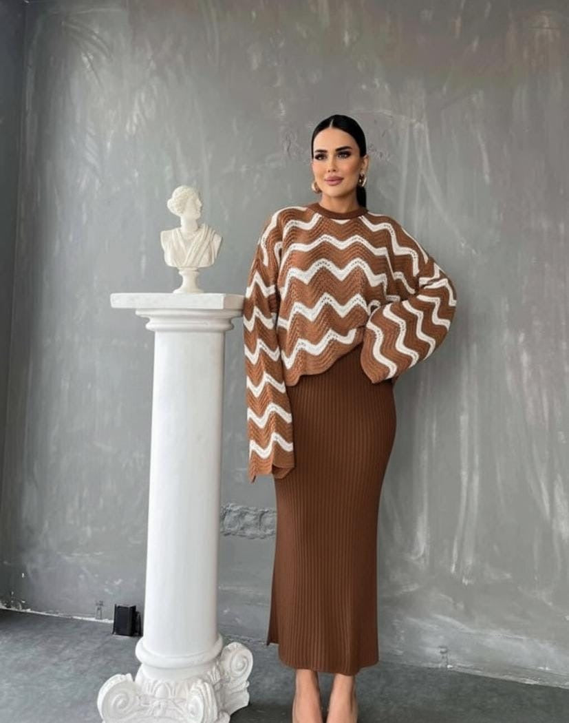Zigzag Wave 2 pcs Knitted Dress FT424