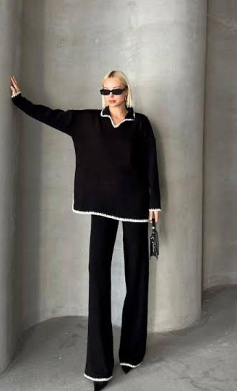 Collar pattern coord set FT455