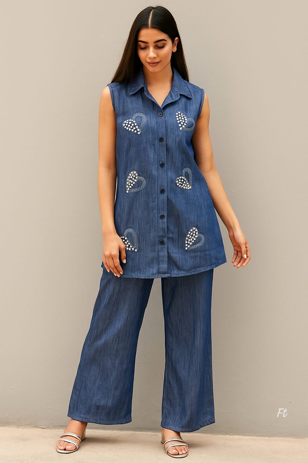 Beautiful Cotton Denim Co-Ord Set FT141
