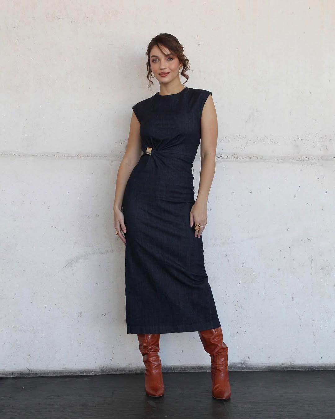 Beautiful Denim Cotton Dress FT045