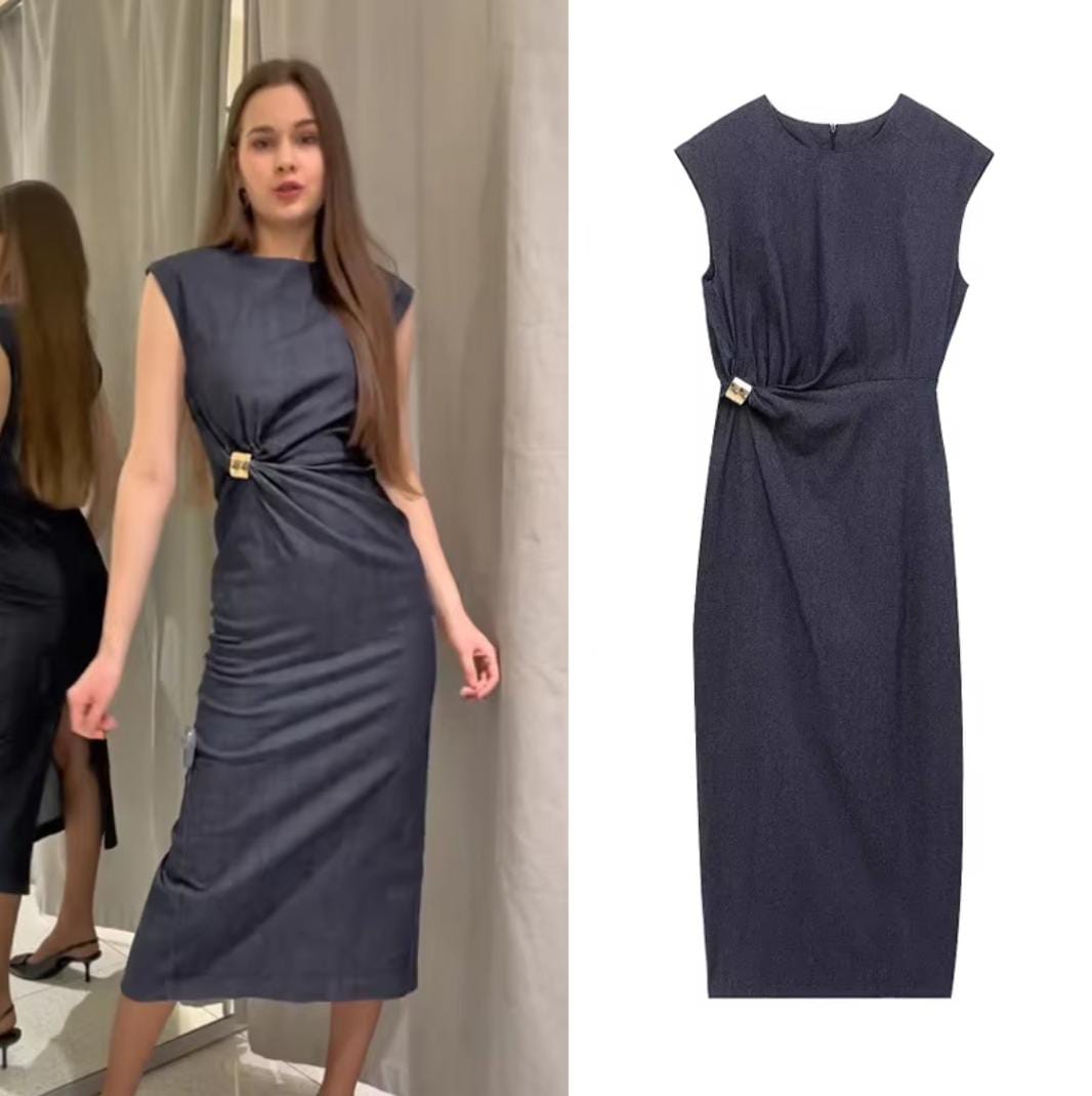 Beautiful Denim Cotton Dress FT045