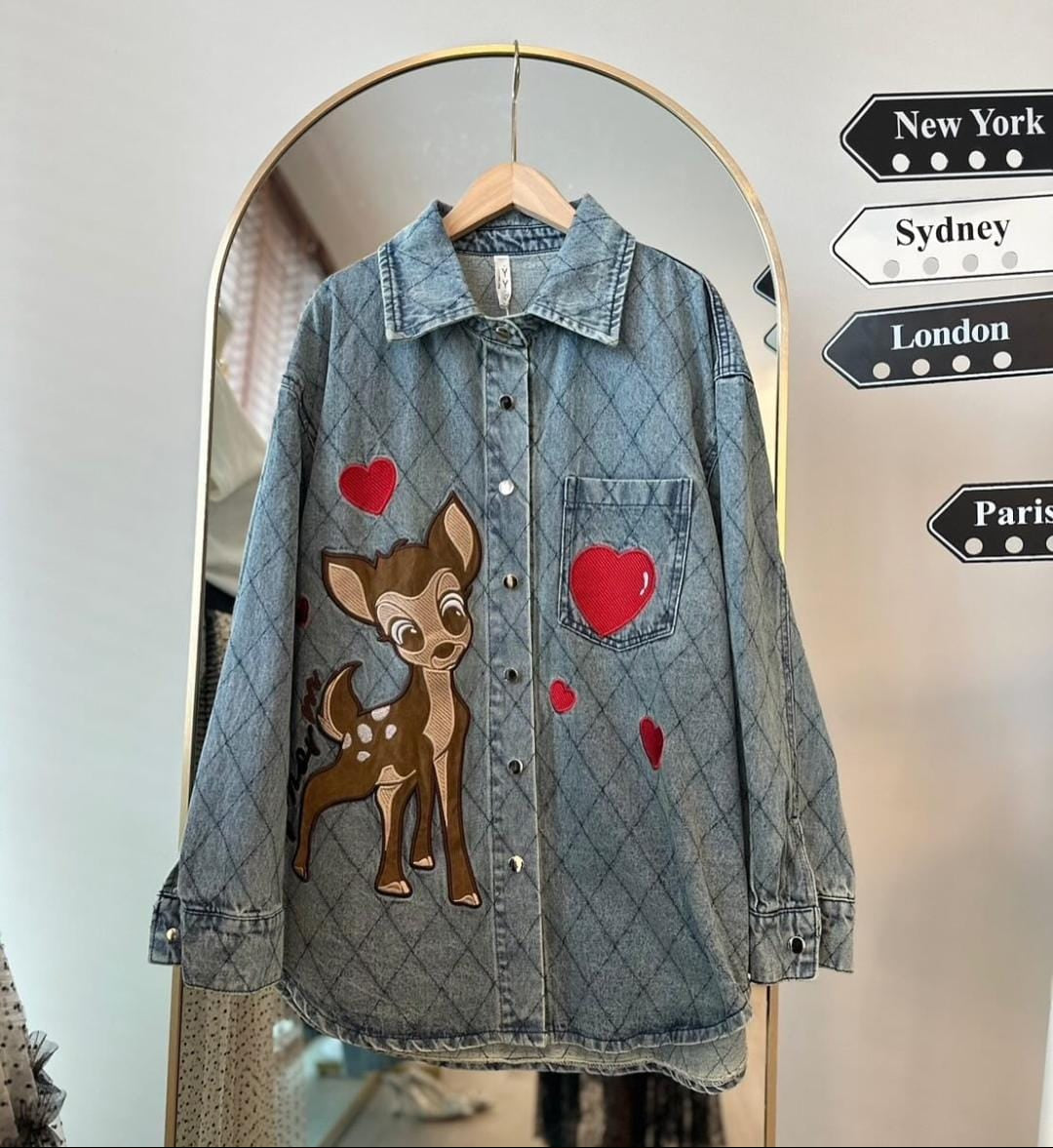 Beautiful Denim Patch Work Shirt FT118