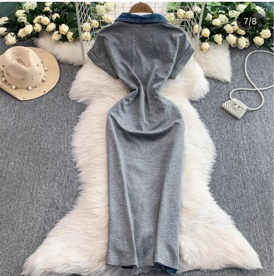 Beautiful Embroidery Denim Dress FT123