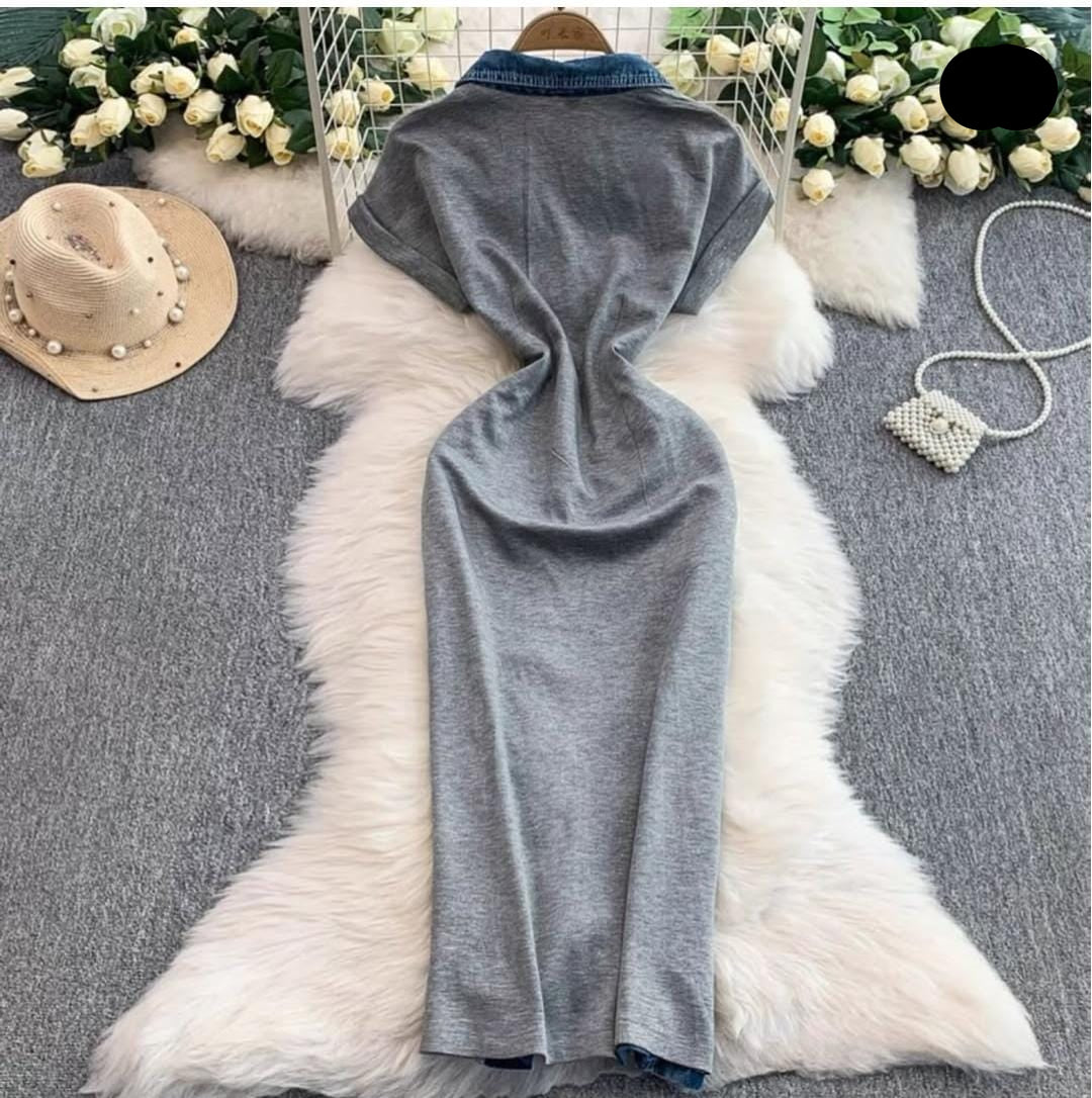 Beautiful Embroidery Denim Dress FT123