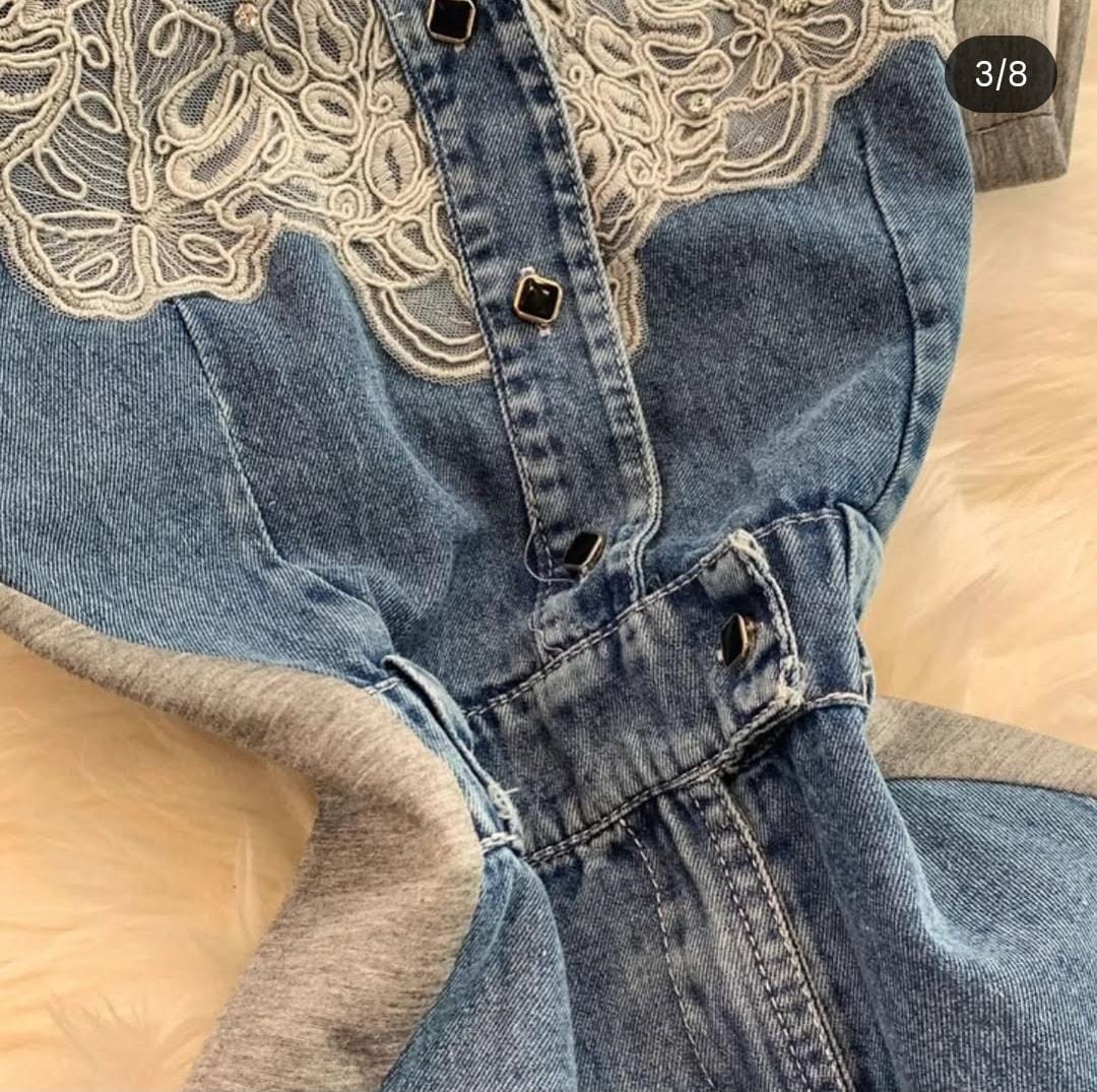 Beautiful Embroidery Denim Dress FT123
