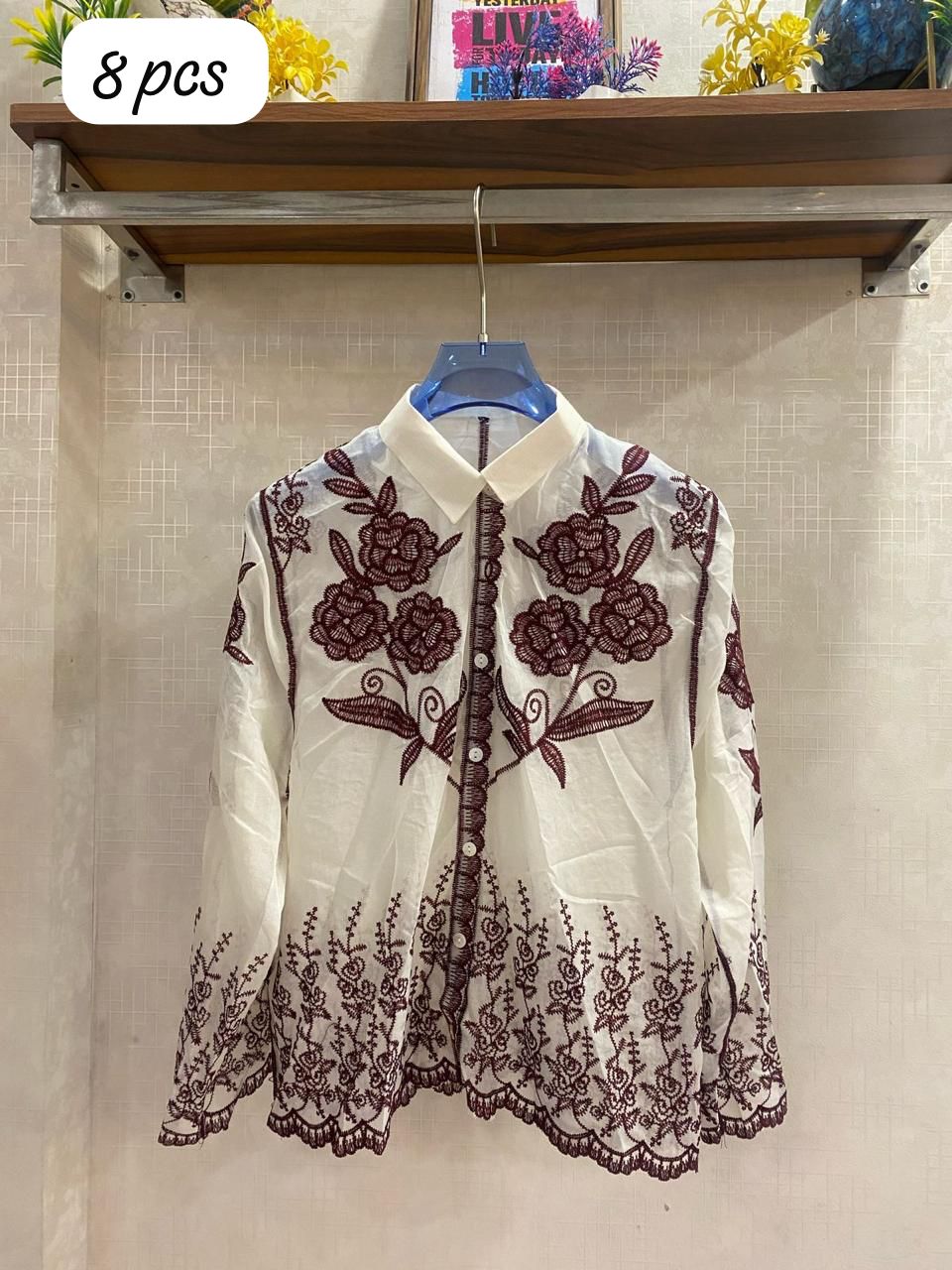 Beautiful Embroidery Flower Shirt FT056