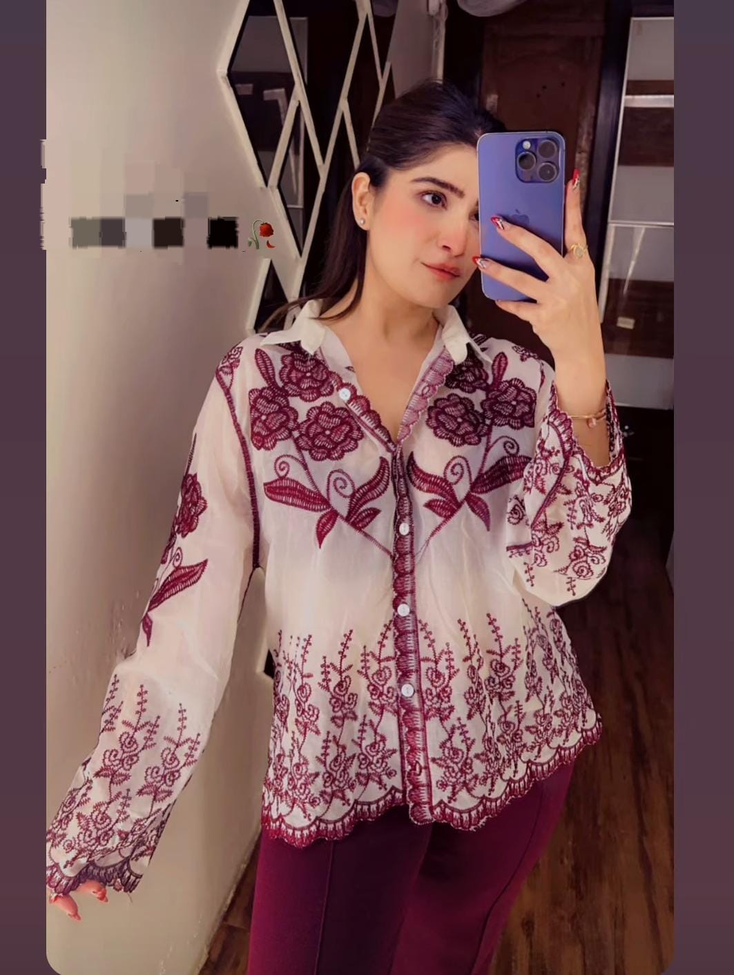 Beautiful Embroidery Flower Shirt FT056