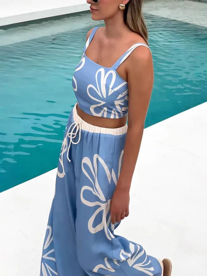 Beautiful Floral Crop Top And Pant FT204
