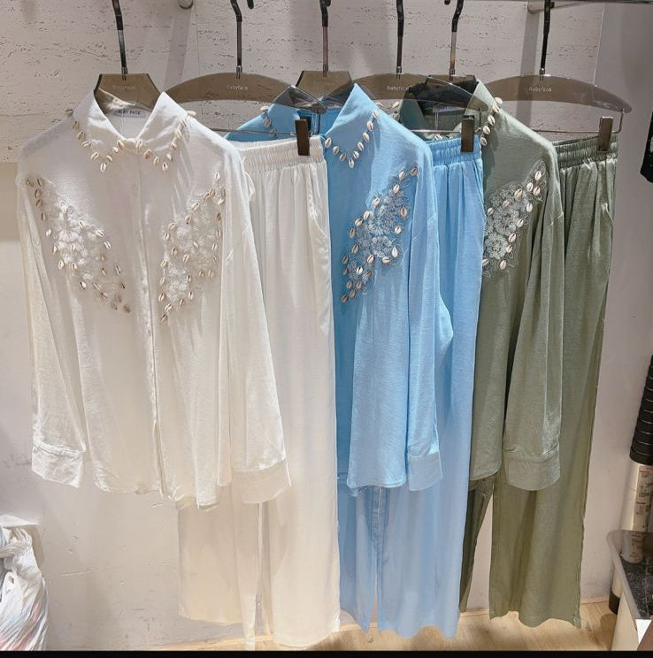Beautiful Flower Embroidery Co-Ord Set FT150