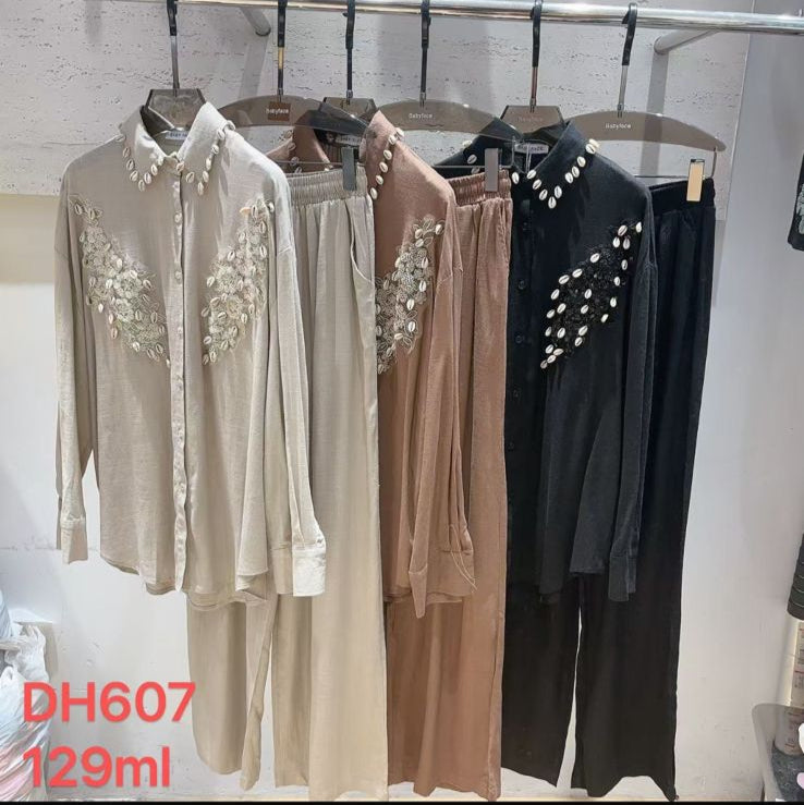 Beautiful Flower Embroidery Co-Ord Set FT150