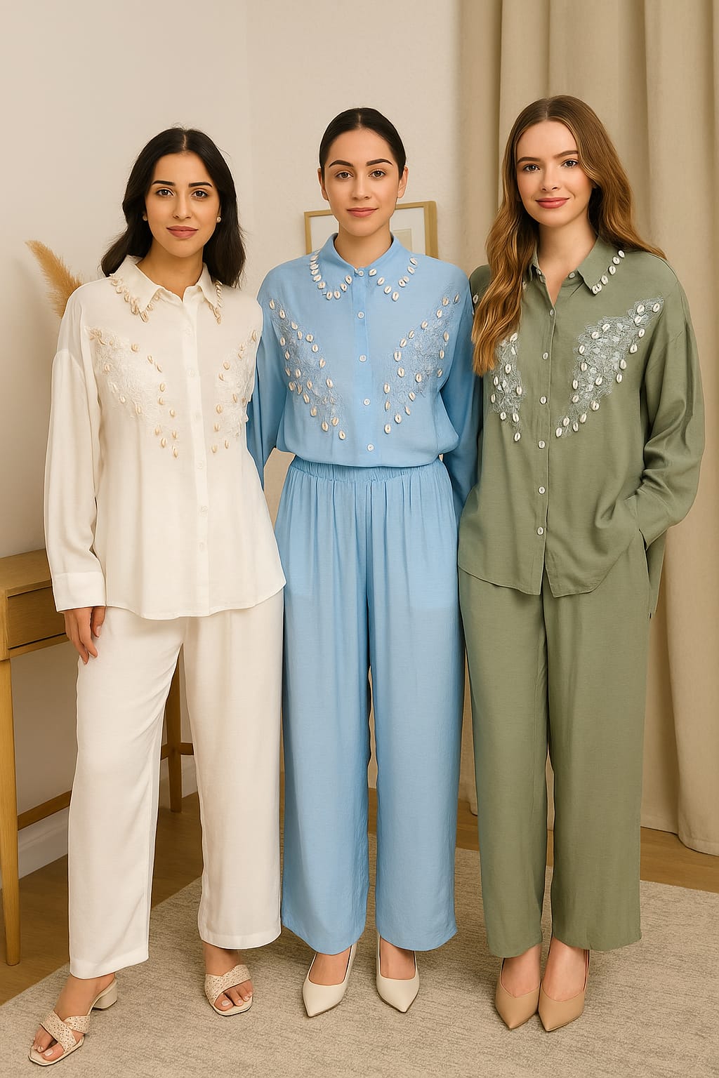 Beautiful Flower Embroidery Co-Ord Set FT150