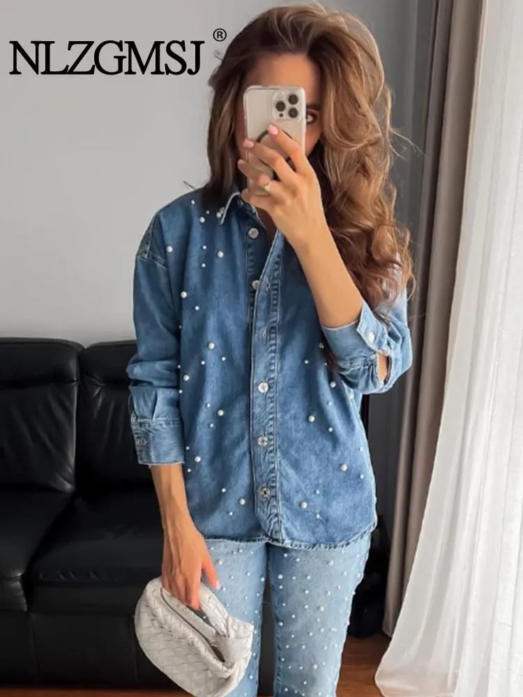 Beautiful Pearl Denim Shirt FT129