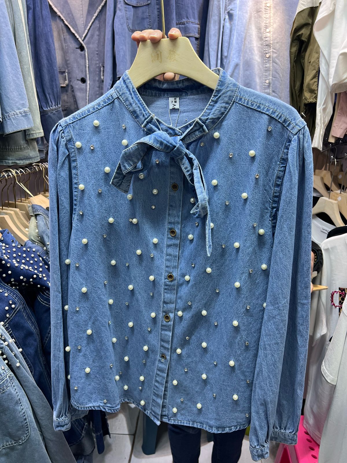 Beautiful Pearl Denim Shirt FT129