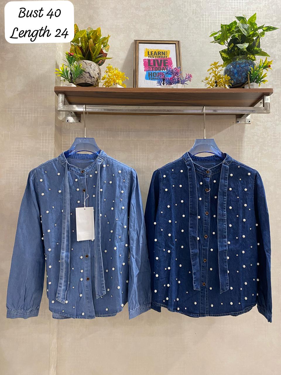Beautiful Pearl Denim Shirt FT129