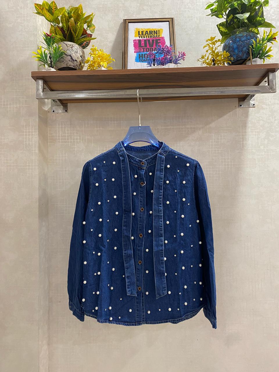 Beautiful Pearl Denim Shirt FT129
