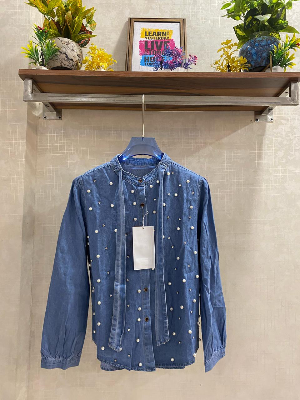 Beautiful Pearl Denim Shirt FT129