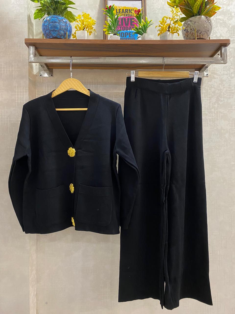 Beautiful Woollen Cord Set With Front Pockets FT002