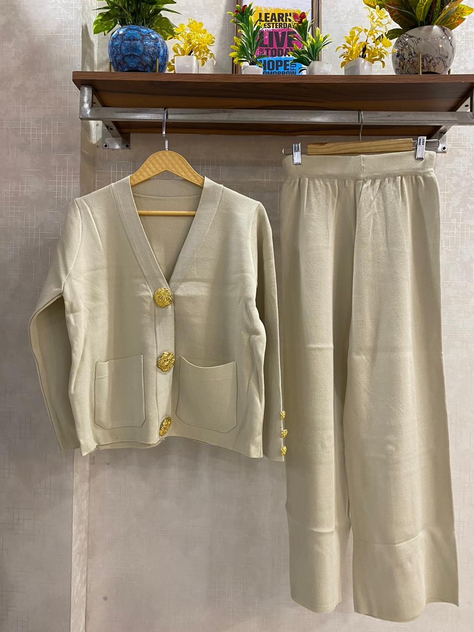 Beautiful Woollen Cord Set With Front Pockets FT002