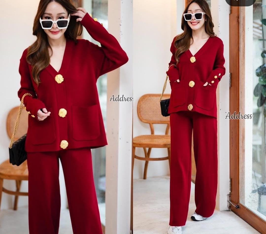 Beautiful Woollen Cord Set With Front Pockets FT002