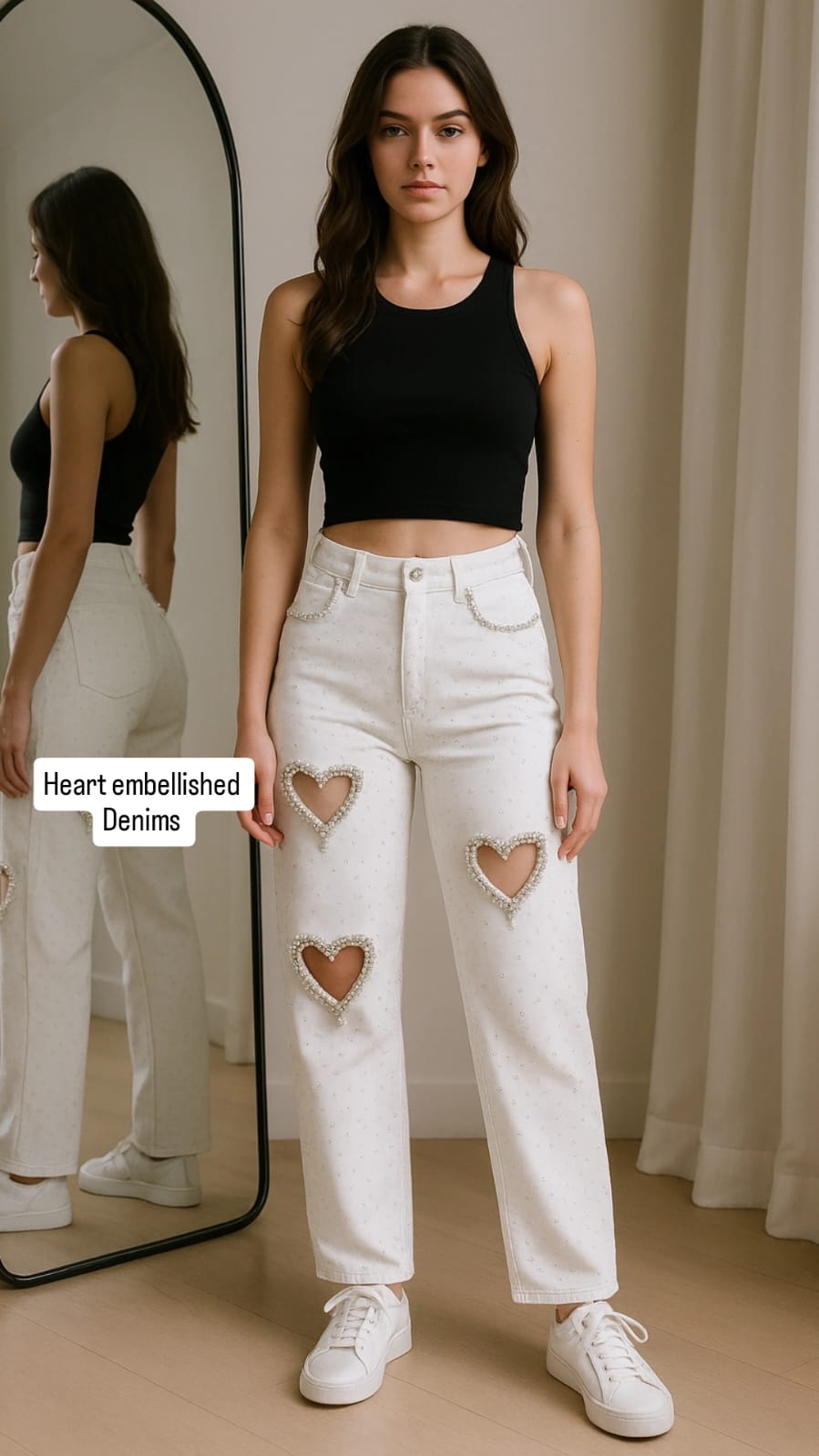 Beautiful Heart Shaped Cutout Denim FT057