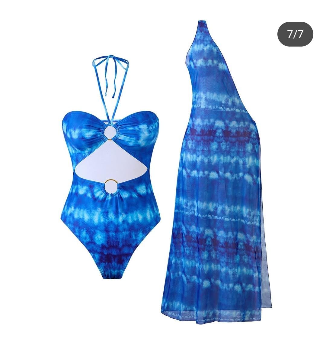 Blue Tie-Dye Swimwear and Cover Up FT029