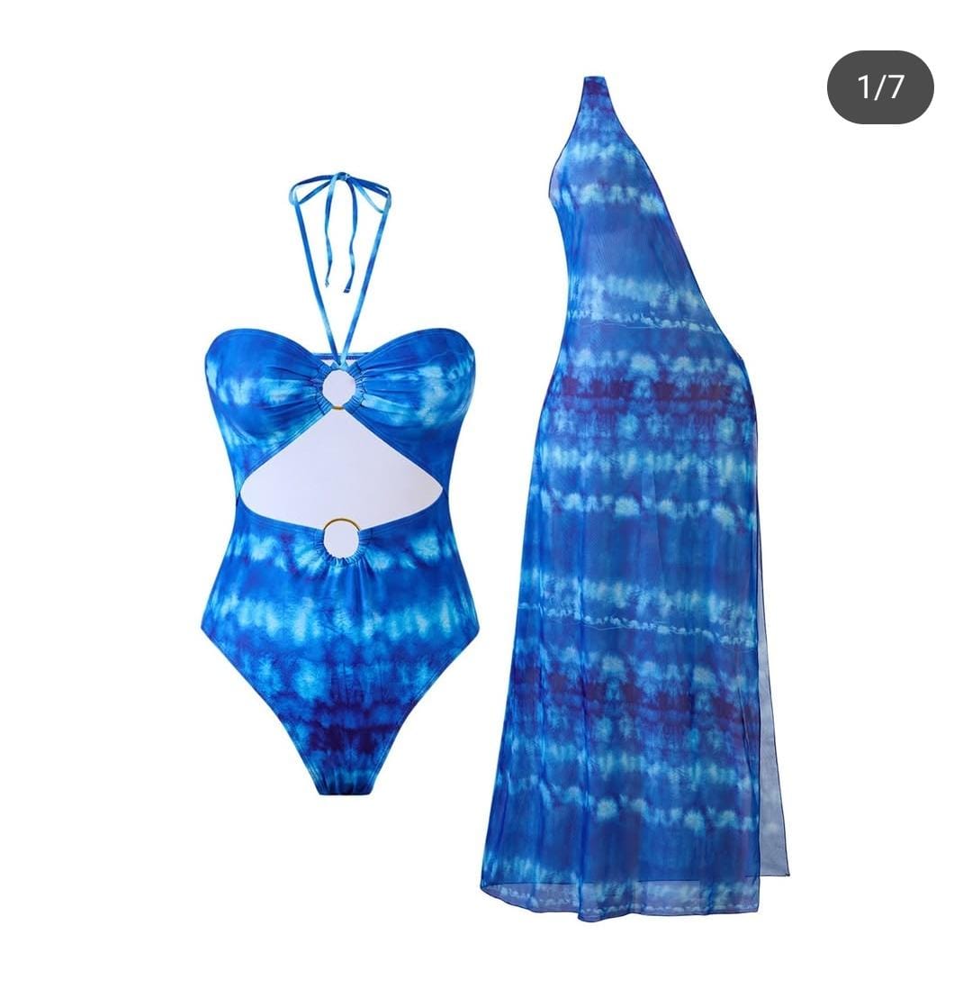 Blue Tie-Dye Swimwear and Cover Up FT029