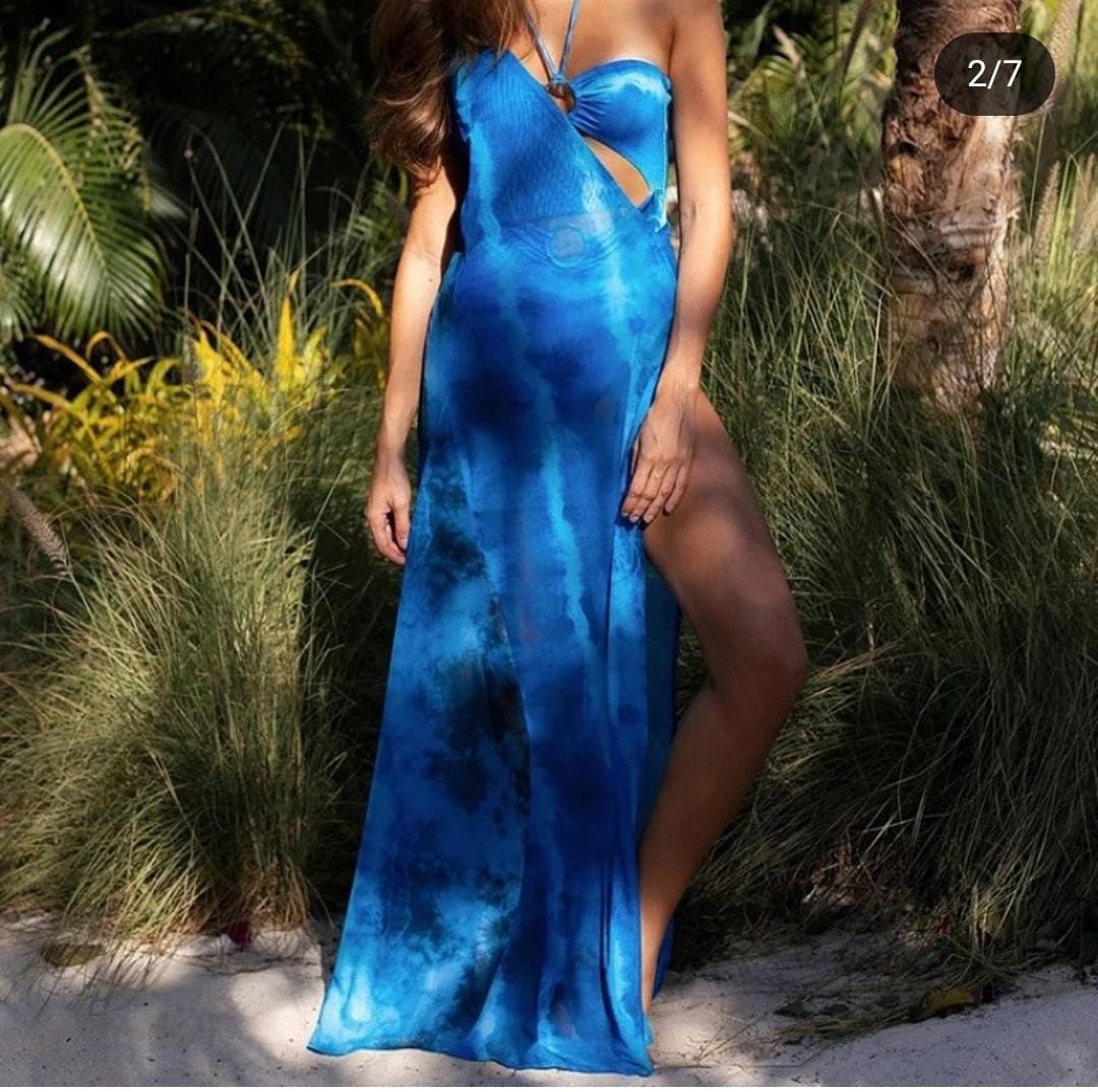 Blue Tie-Dye Swimwear and Cover Up FT029