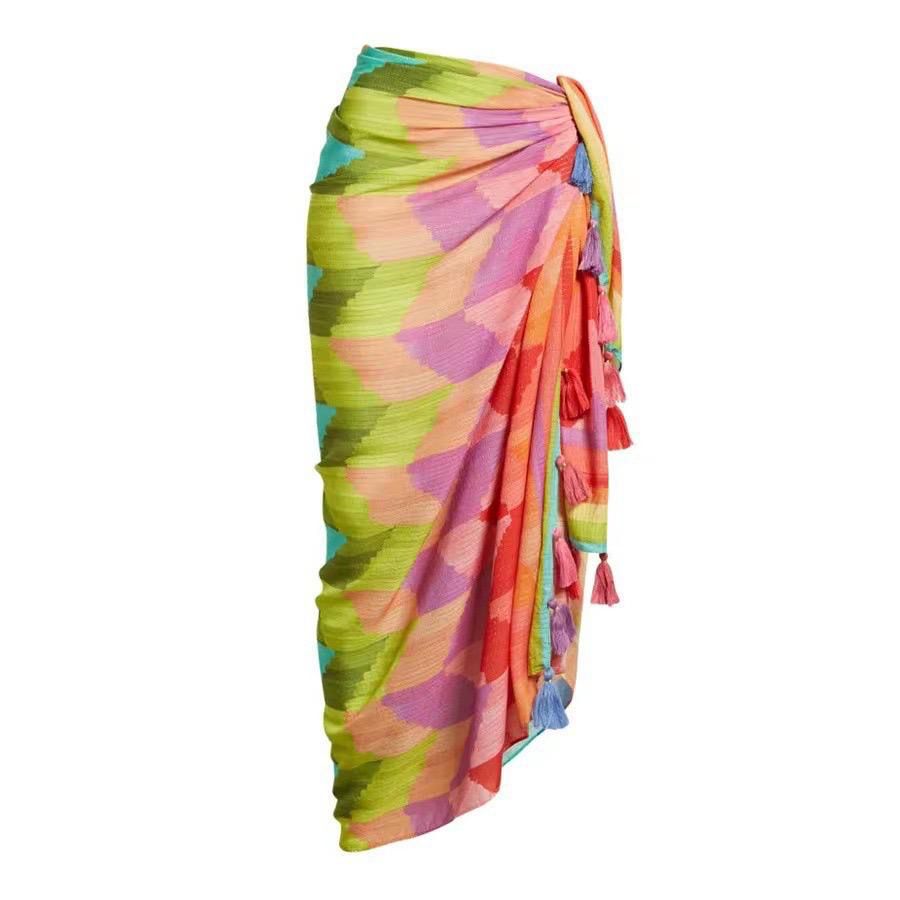 Colorful Halter swimsuit and matching sarong FT026