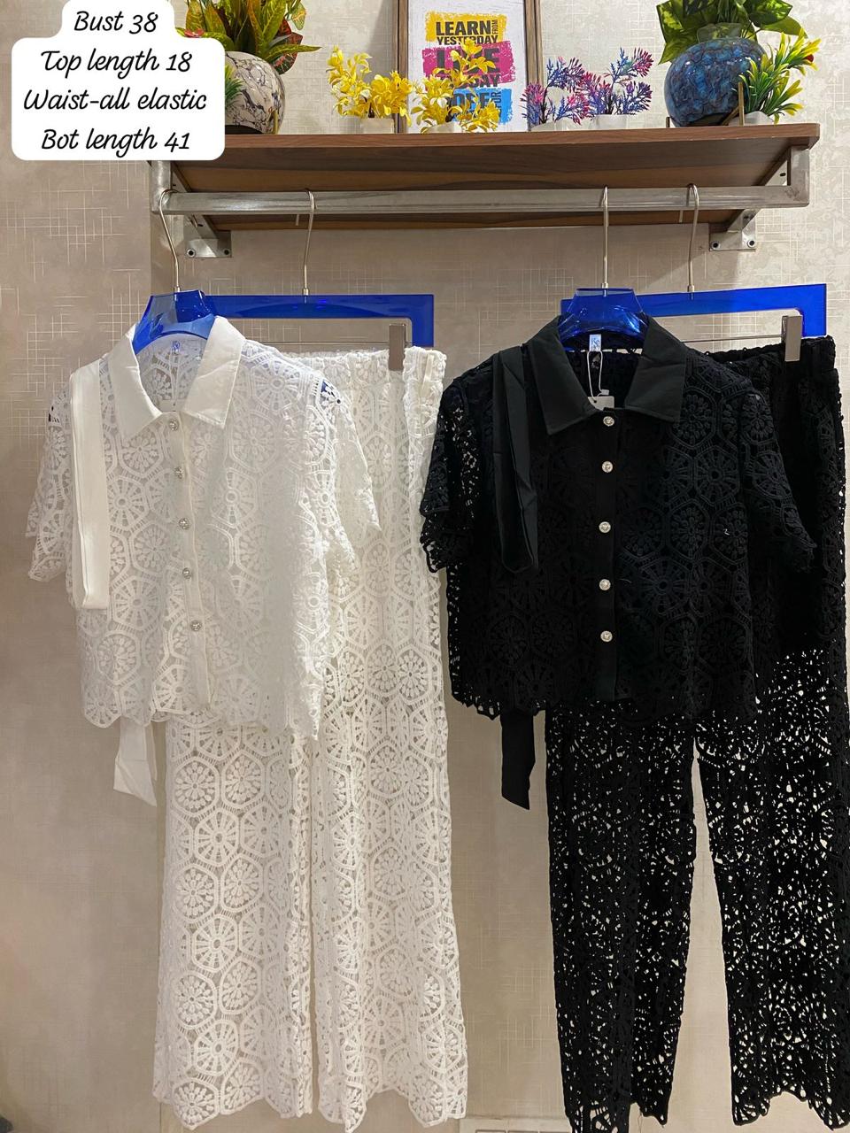 Cutwork Crochet Set With Belt FT068