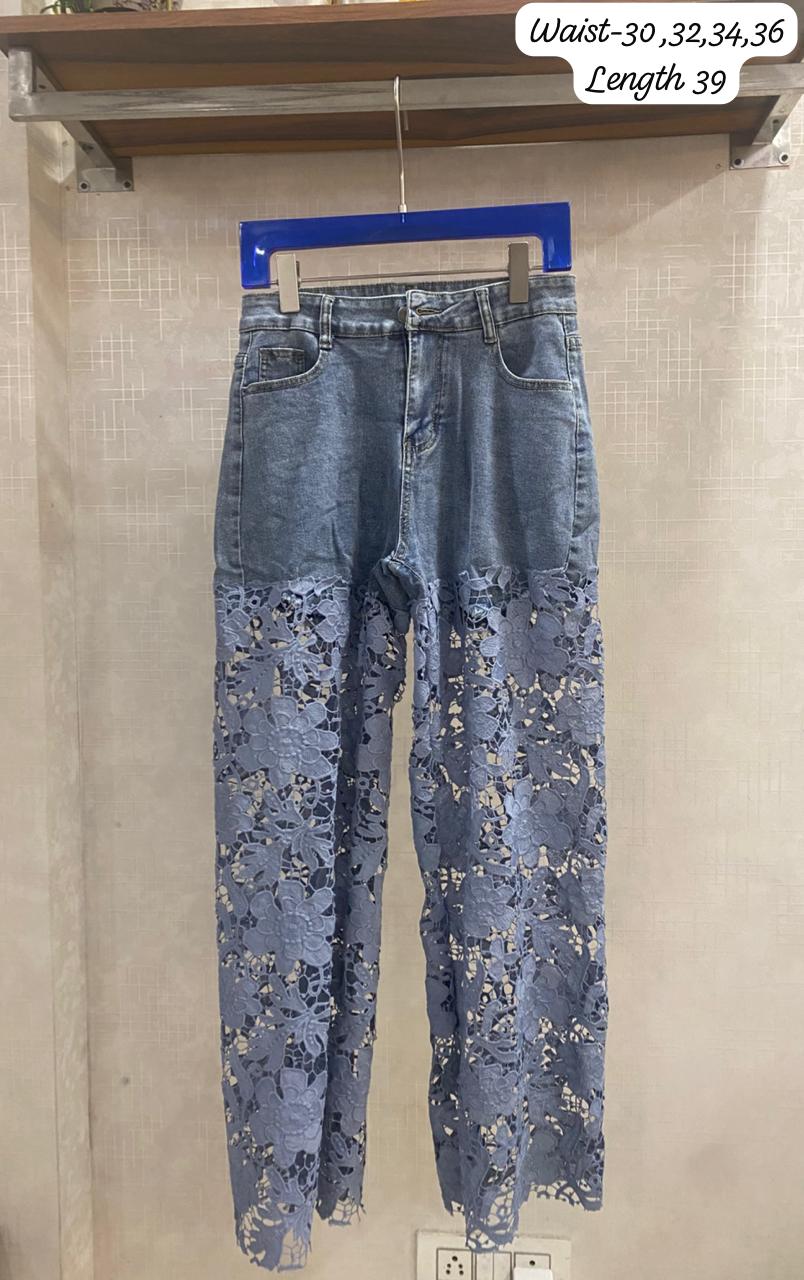 Cutwork Denim Pants FT082