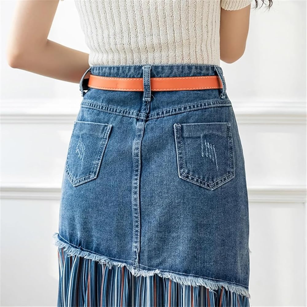 Denim Skirt With Pleated FT075