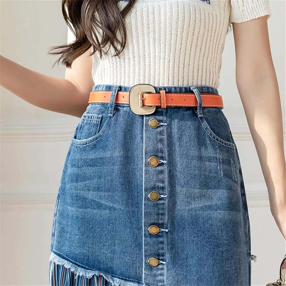 Denim Skirt With Pleated FT075