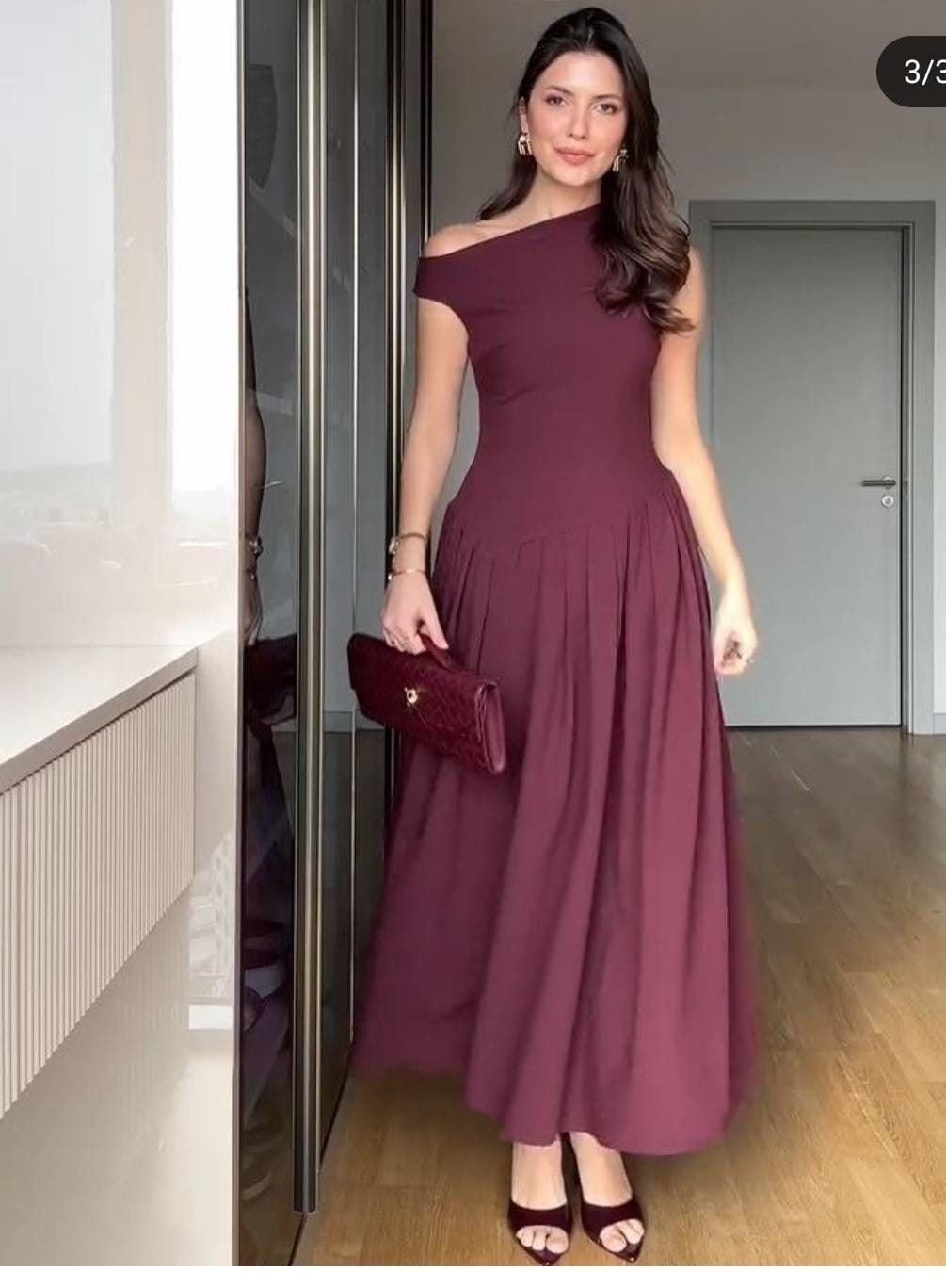 Elegant Slope Neck Slim Fit Dress FT035