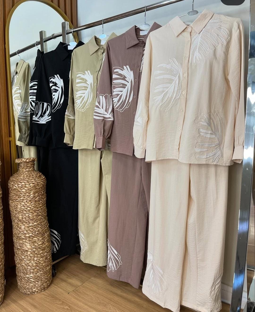 Leaf Embroidered Summer Co-Ord Set FT043