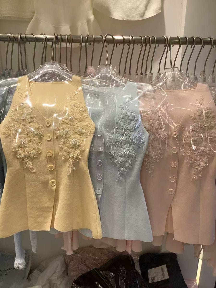 Luxury Embroidered Sleeveless Top FT114