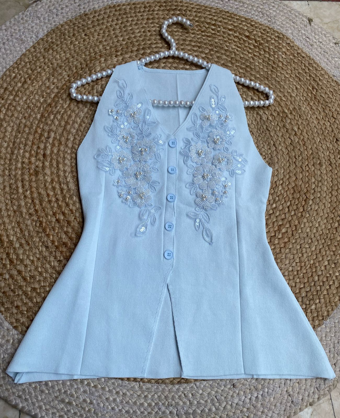 Luxury Embroidered Sleeveless Top FT114