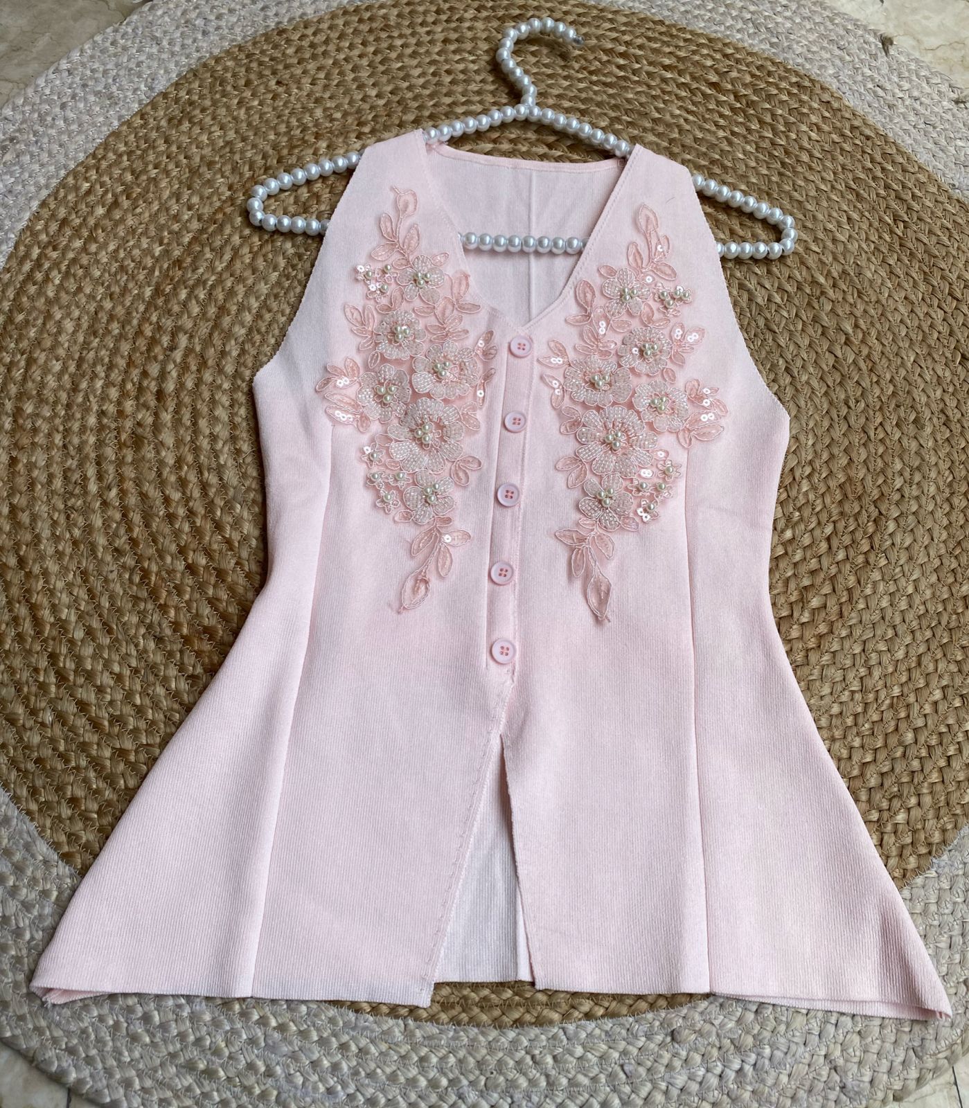 Luxury Embroidered Sleeveless Top FT114