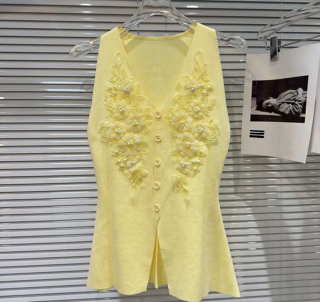 Luxury Embroidered Sleeveless Top FT114