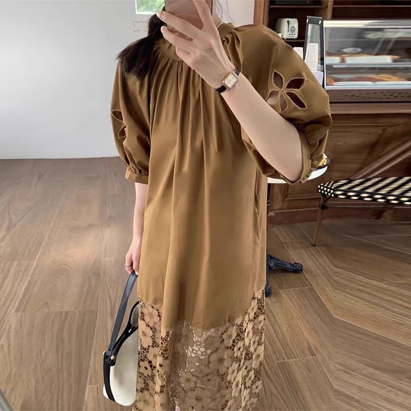Mocha Bloom Dress FT209