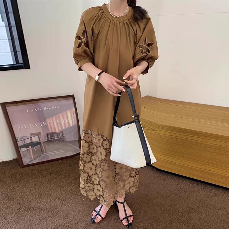 Mocha Bloom Dress FT209