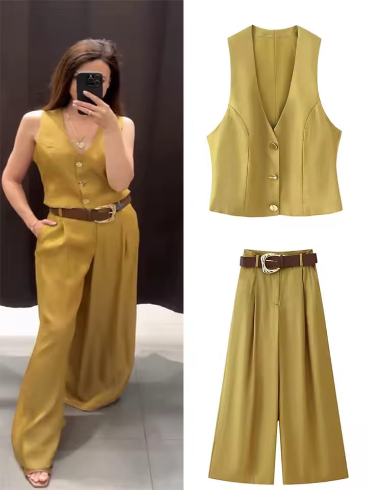 Satin Silk Vest With Palazzo Pants FT212