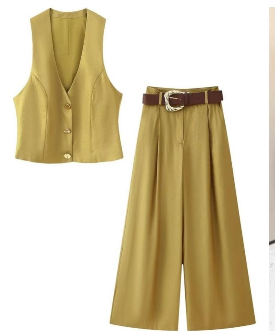 Satin Silk Vest With Palazzo Pants FT212
