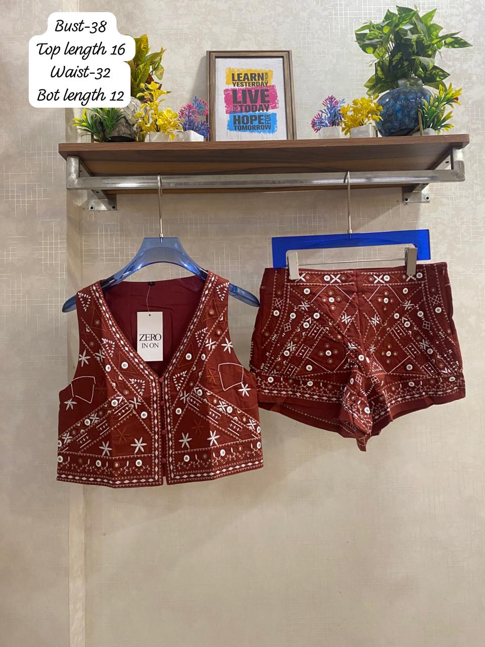 Stunning Embroidered short and Vest FT179