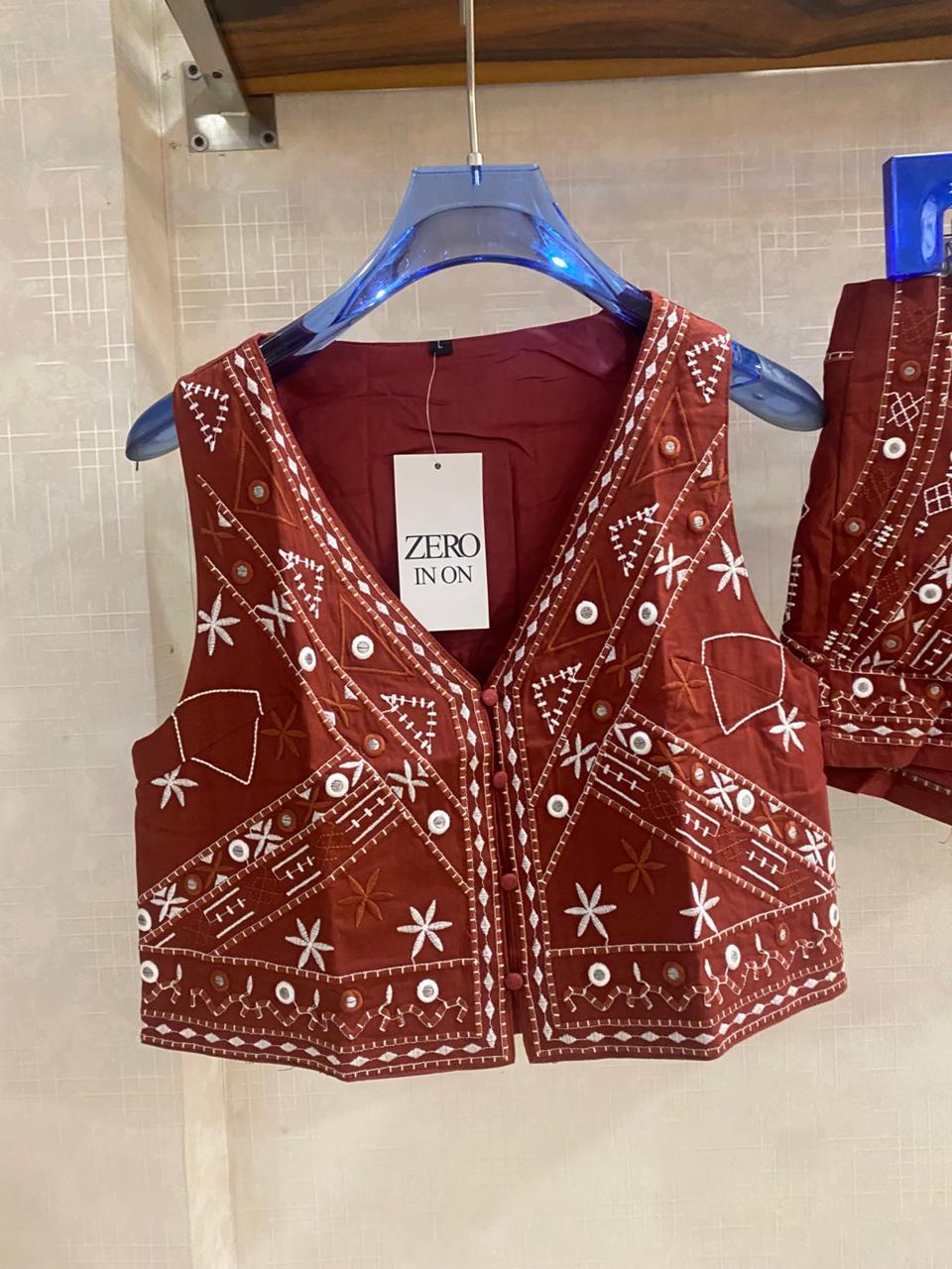 Stunning Embroidered short and Vest FT179