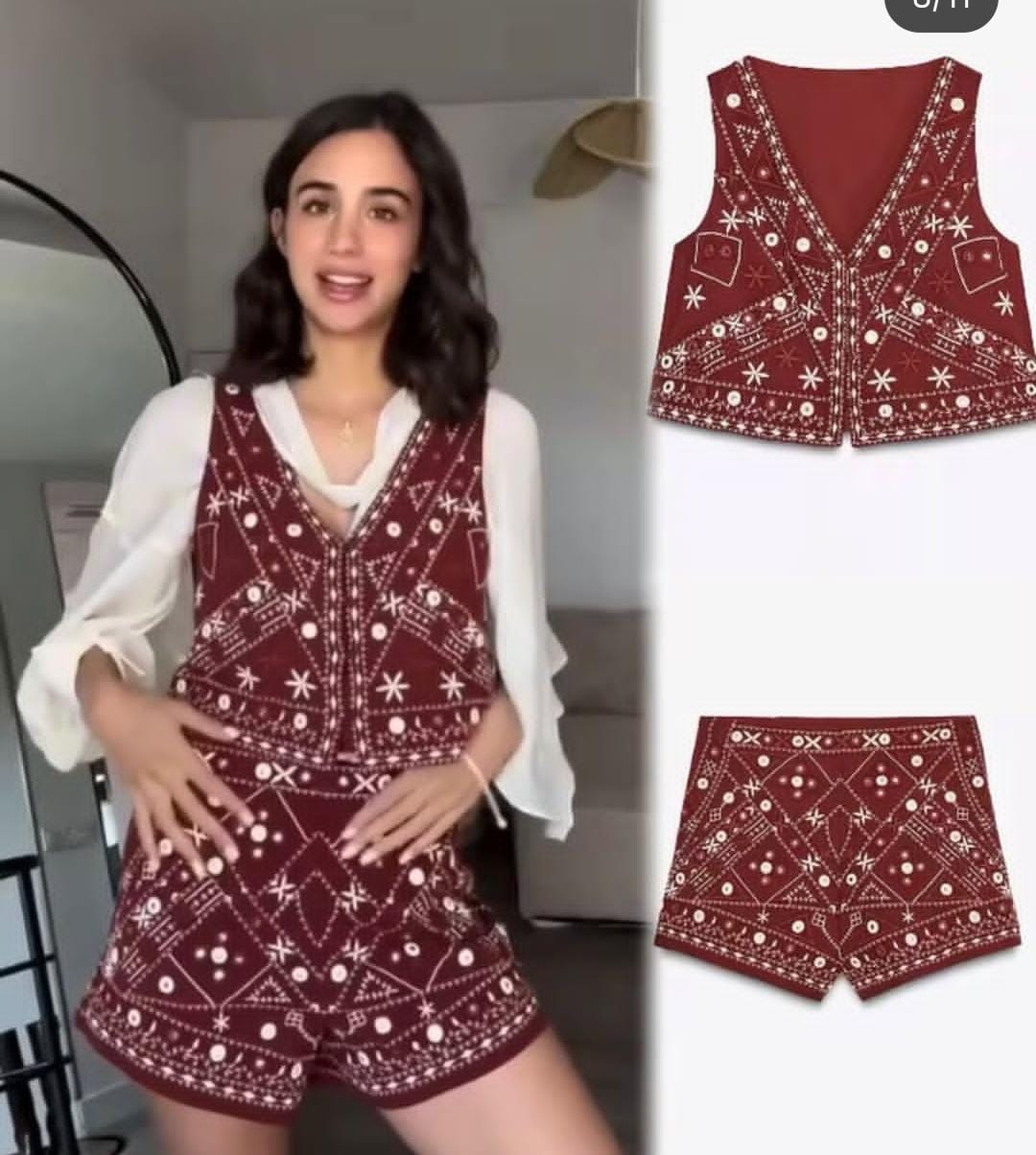 Stunning Embroidered short and Vest FT179