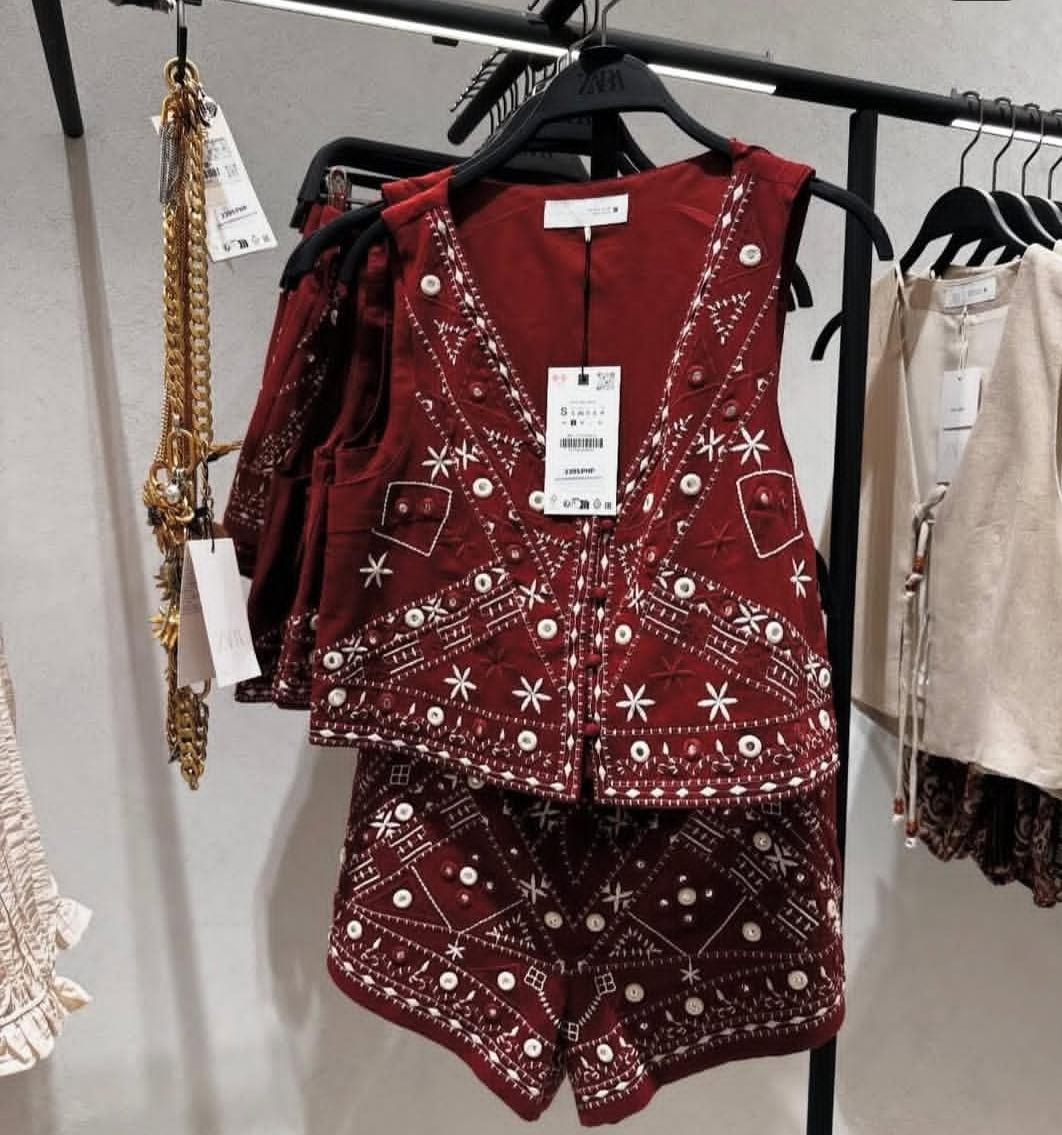 Stunning Embroidered short and Vest FT179